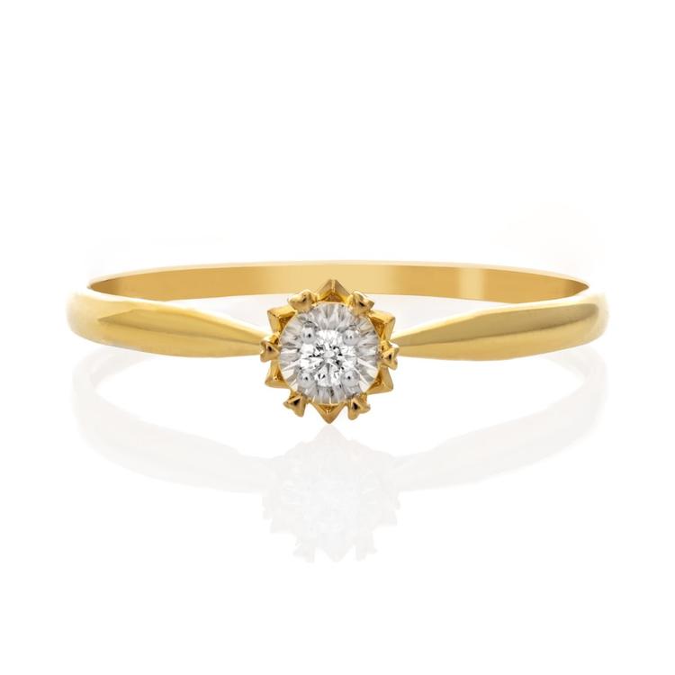 Годежен златен пръстен с Диамант - 0.025ct.