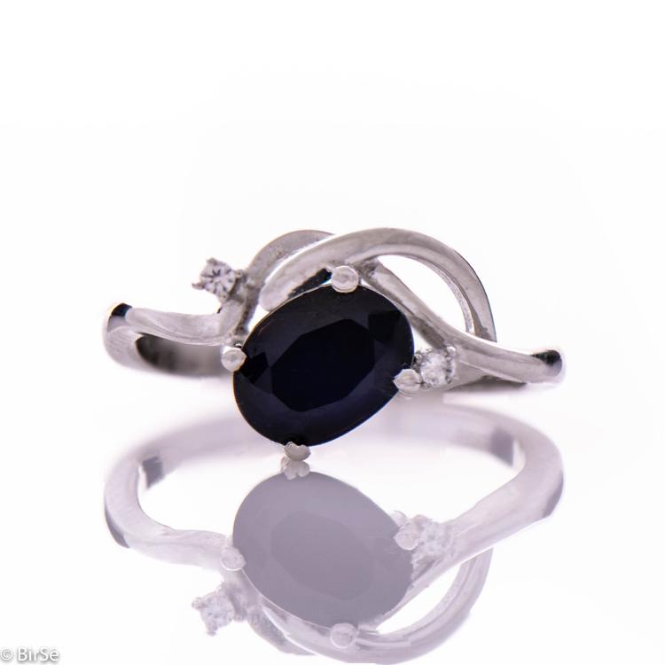 Сребърен пръстен - Естествен сапфир 1,00 ct.
