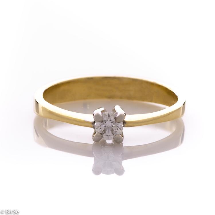 Златен годежен пръстен с диамант - 0,163 ct.