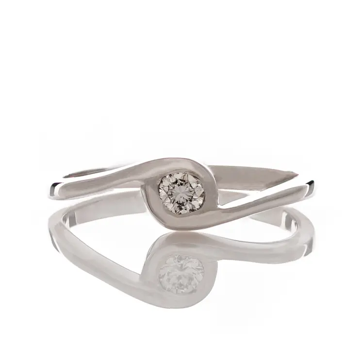 Златен годежен пръстен с диамант - 0,162 ct.