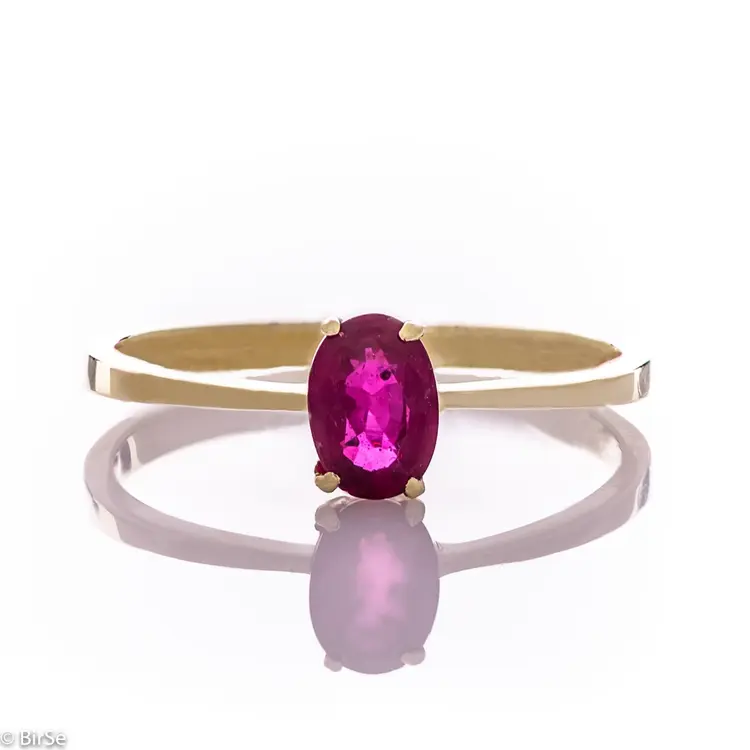 Златен пръстен - Естествен рубин 0,60 ct