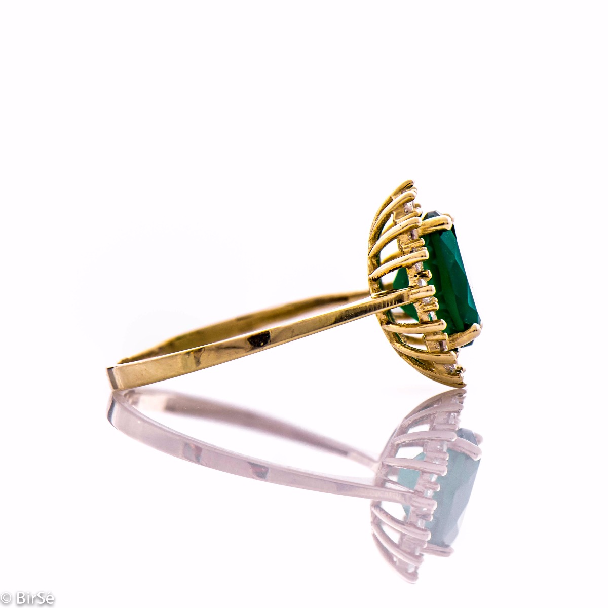 Златен пръстен - Зелен агат