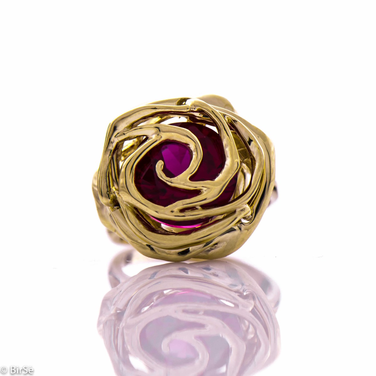 Златен пръстен - Роза с Рубин