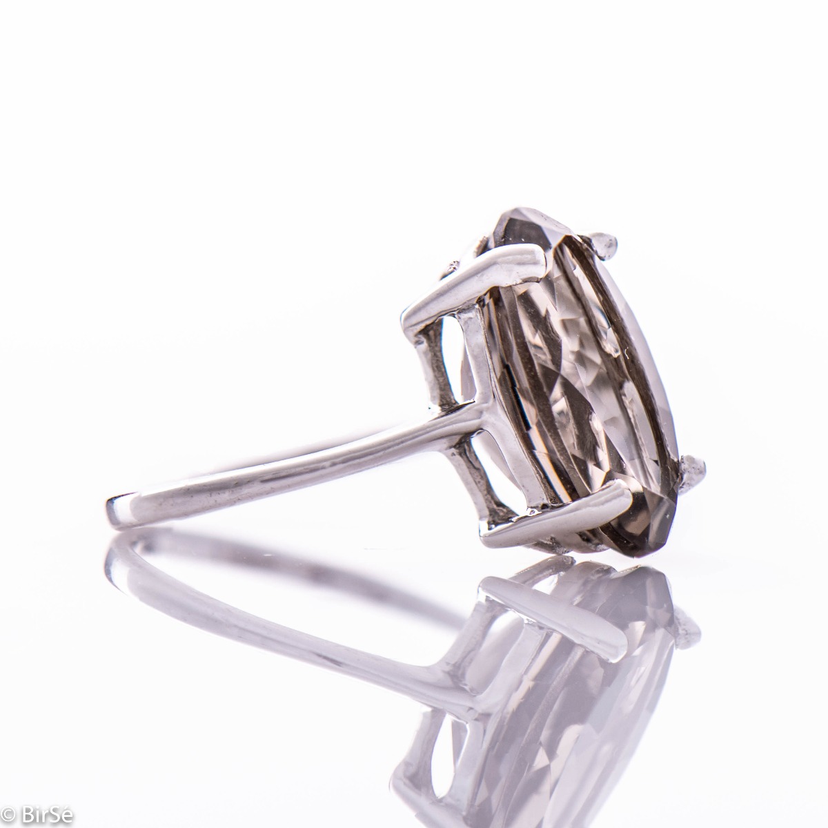 Сребърен пръстен - Естествен Опушен Кварц 6,50 ct.
