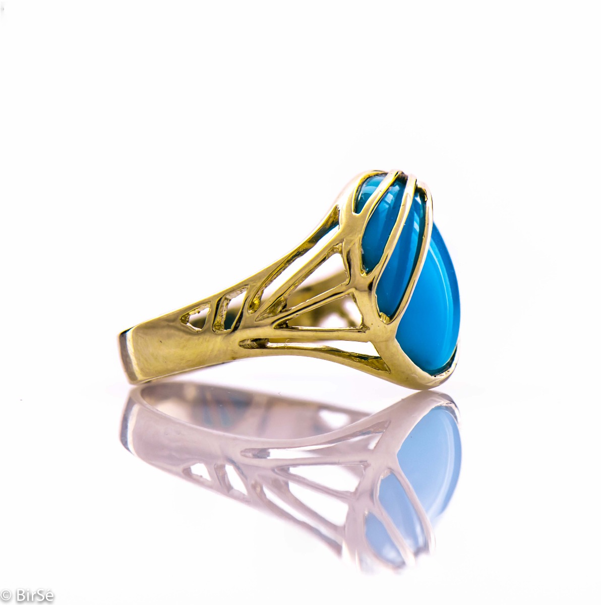 Златен пръстен - Тюркоаз