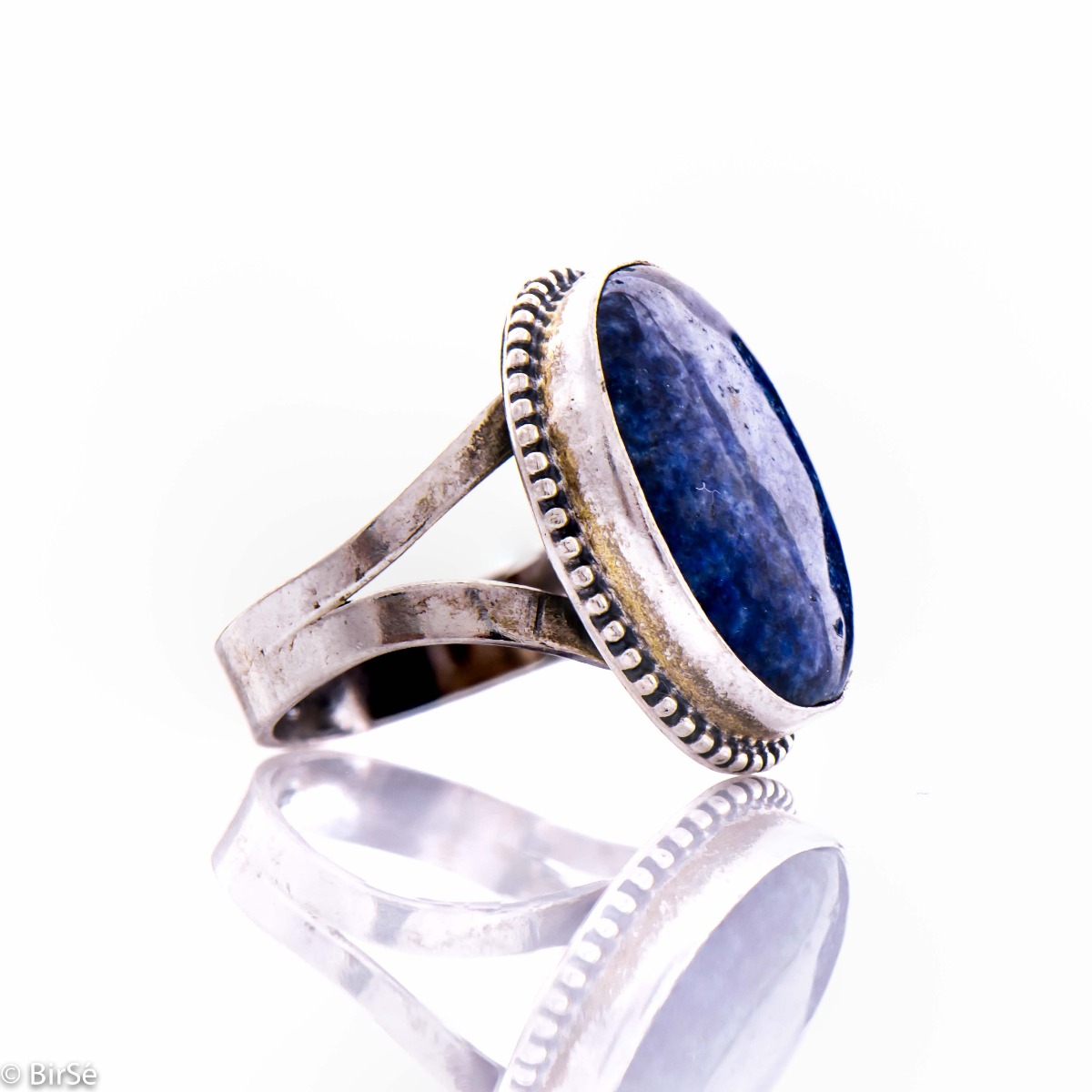 Сребърен пръстен - Естествен лазурит