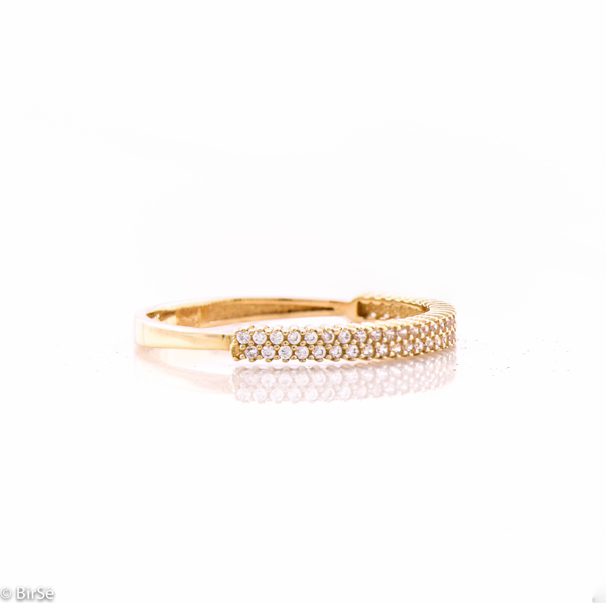 Златен пръстен - Два реда циркони