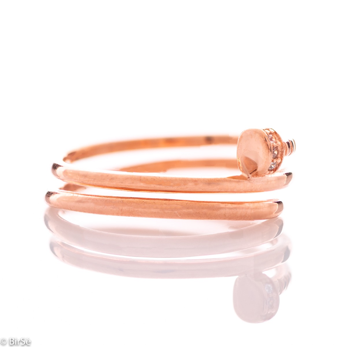 Сребърен пръстен – Розов Пирон 696