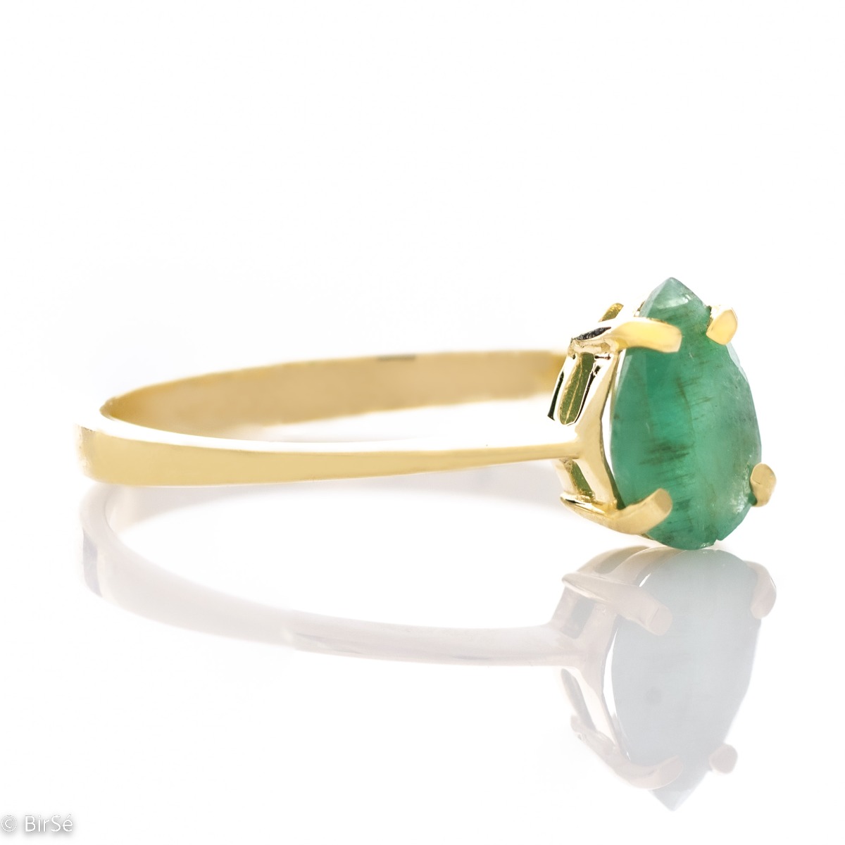 Златен пръстен - Естествен Изумруд Капка 1,00 ct.