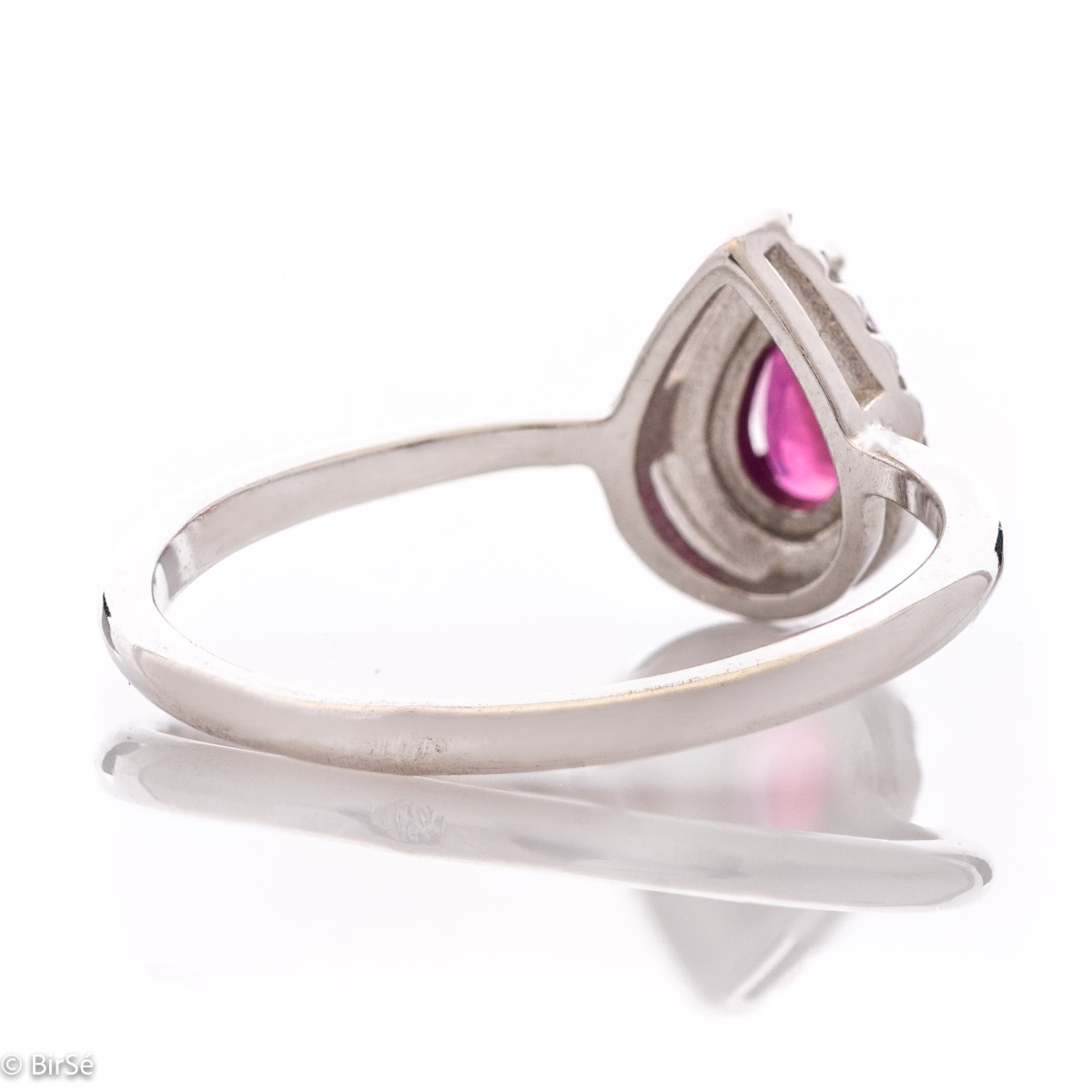 Сребърен пръстен - Капка Естествен Рубин 0,50 ct.