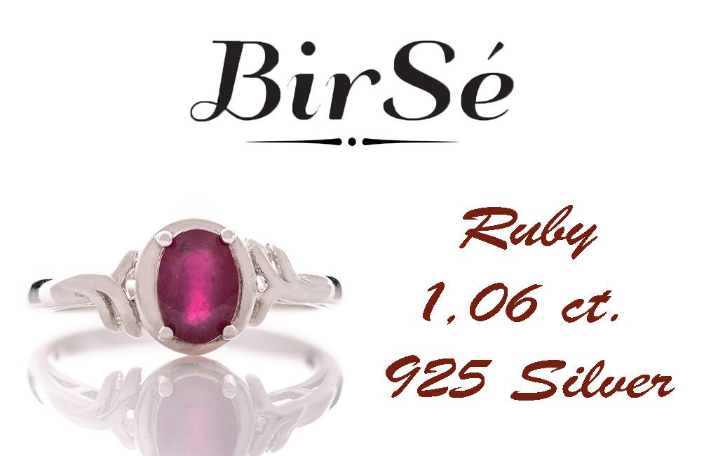 Сребърен пръстен - Естествен Рубин 1,06 ct.