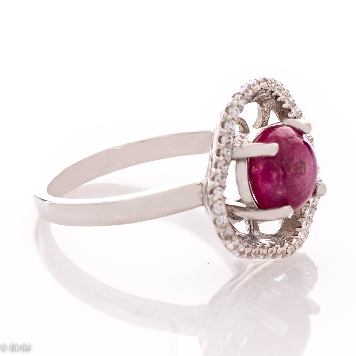 Сребърен пръстен - Естествен Рубин Цвете 1,05 ct.