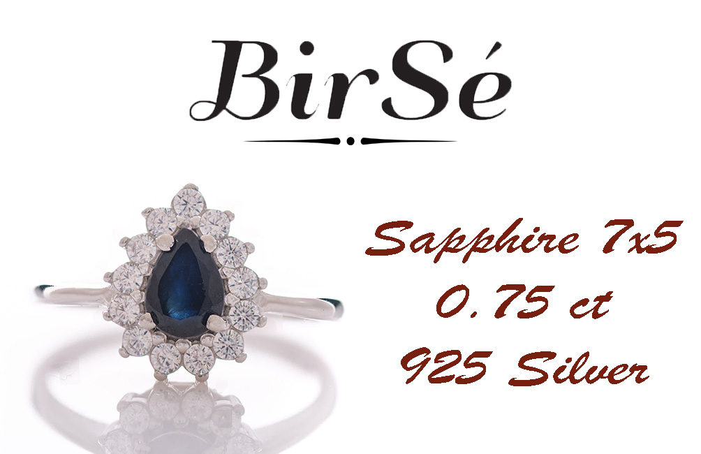 Сребърен пръстен - Естествен Сапфир 0,75 ct.