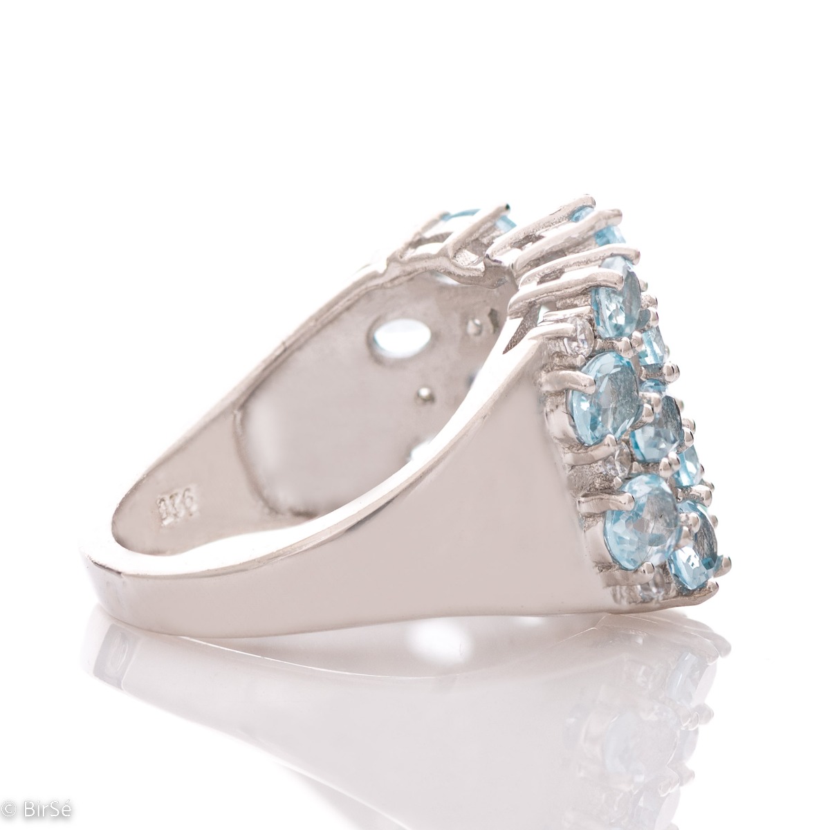 Сребърен пръстен - Естествен Син Топаз 4,76 ct.