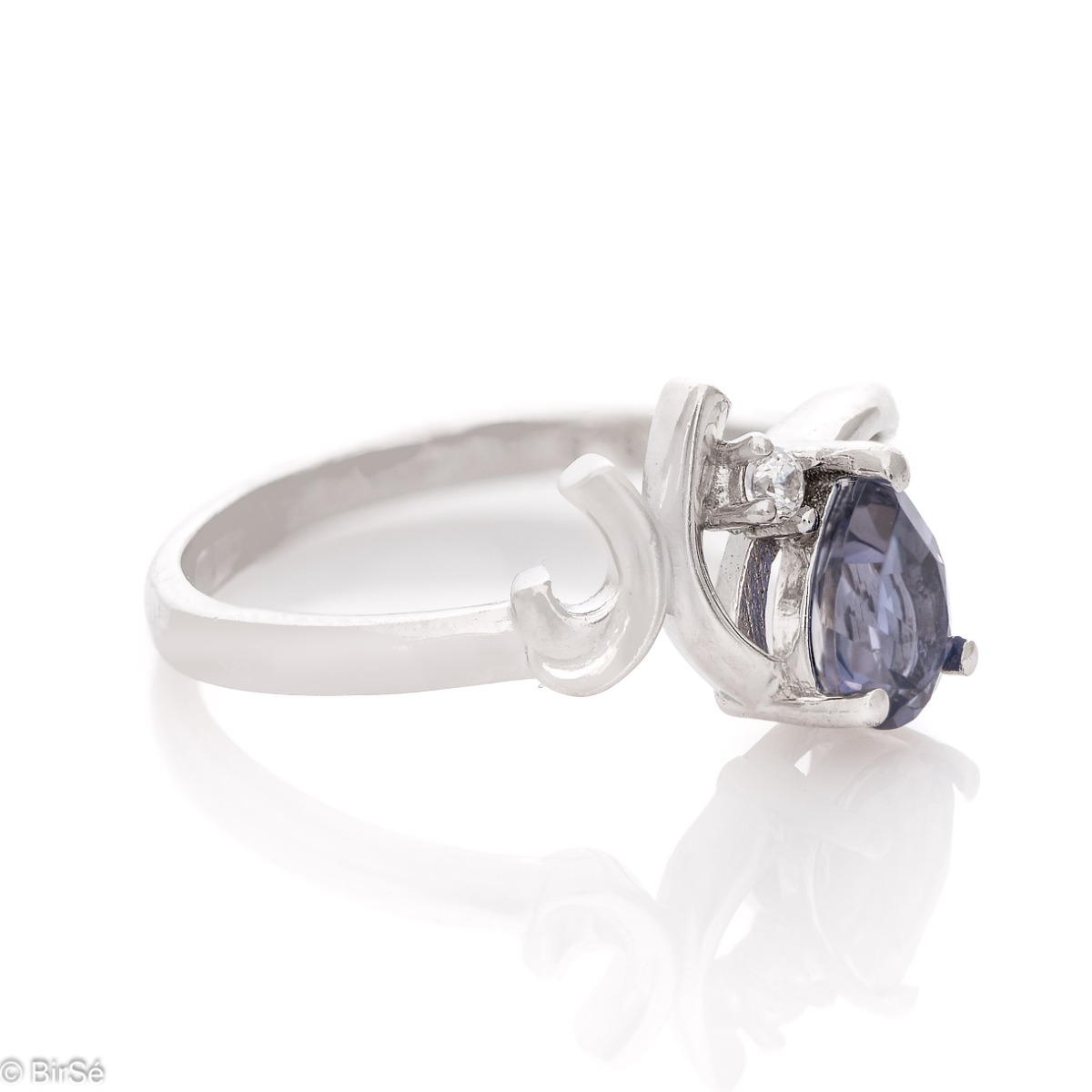 Сребърен пръстен - Естествен Иолит
