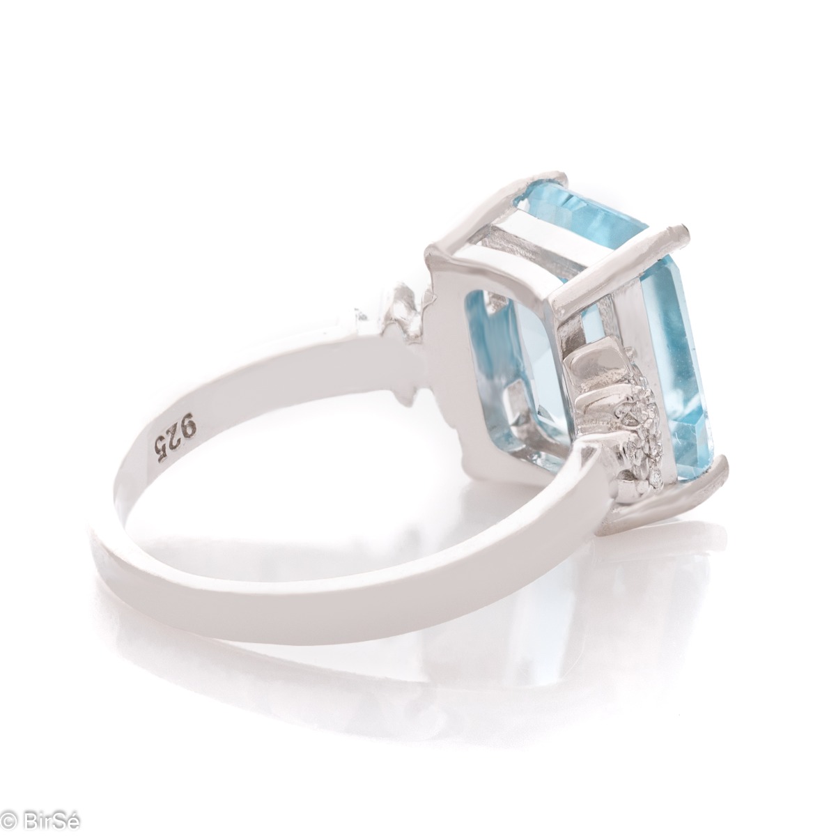 Сребърен пръстен Багет - Естествен Син Топаз 3,50 ct.