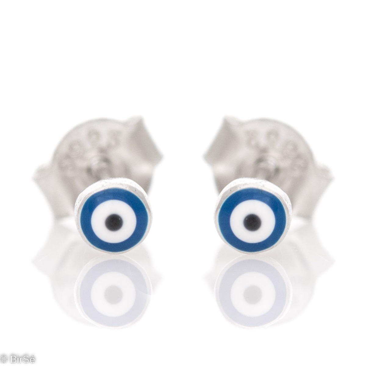 Сребърни обеци - Синьо око 