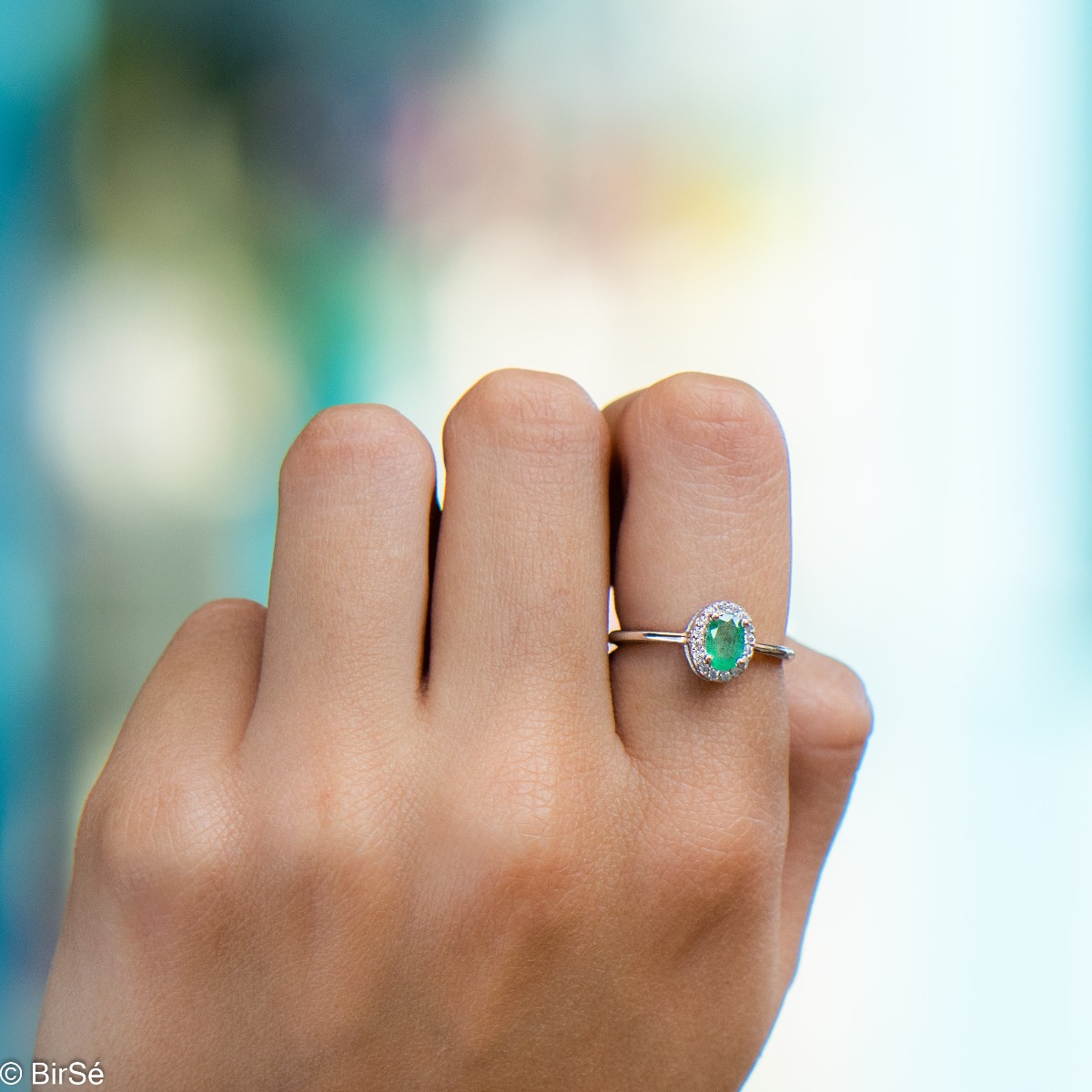 Сребърен пръстен - Естествен Изумруд 0,52 ct.