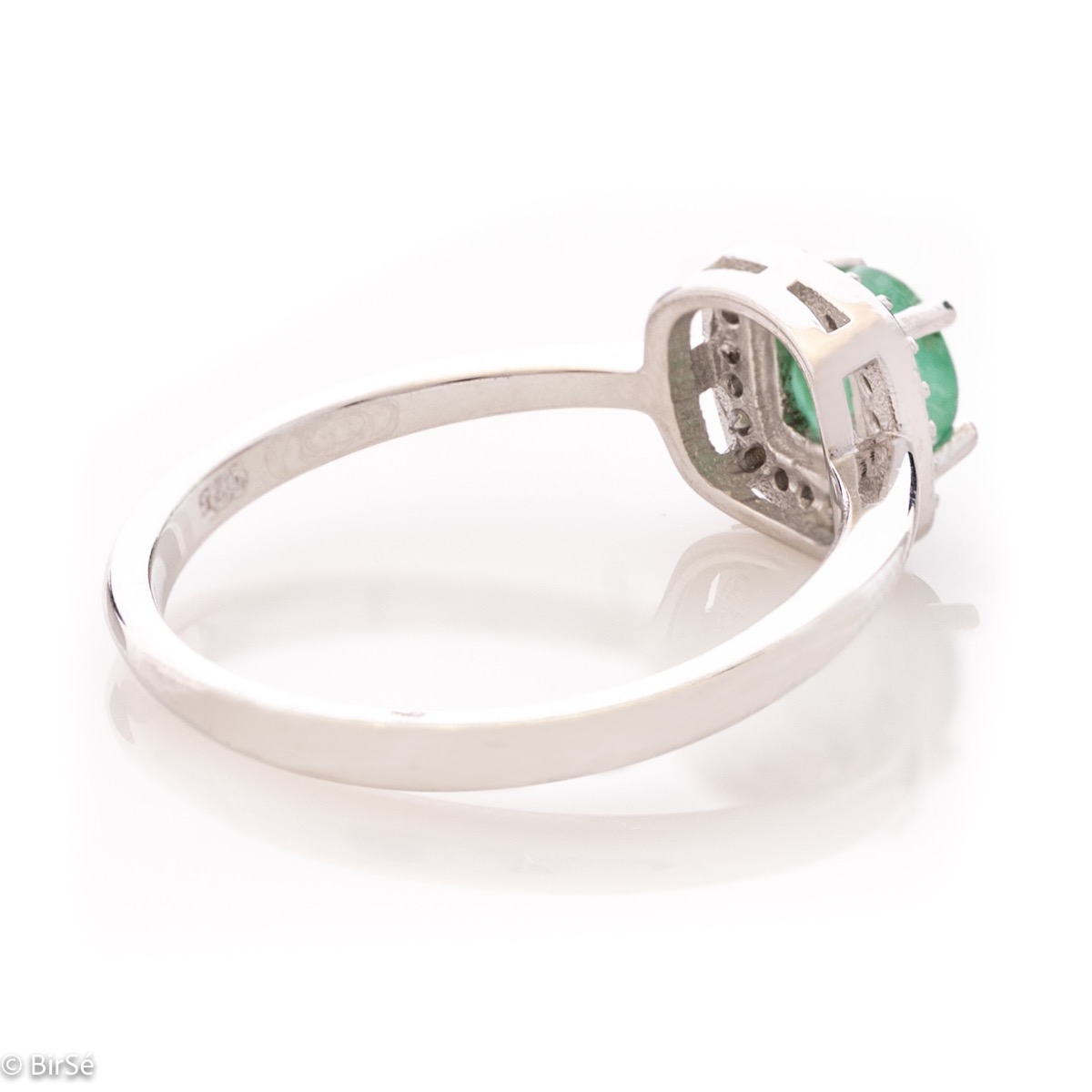Сребърен пръстен - Естествен изумруд 0,48 ct.