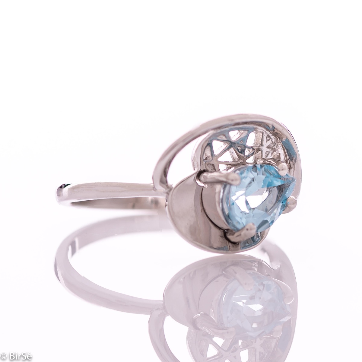 Сребърен пръстен - Естествен син топаз 1,10 ct
