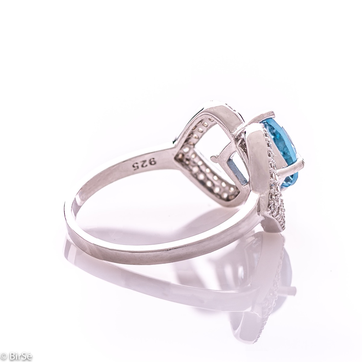 Сребърен пръстен - Естествен син топаз 2,50 ct