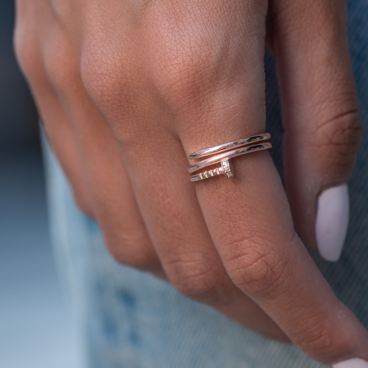Сребърен пръстен – Розов Пирон 696