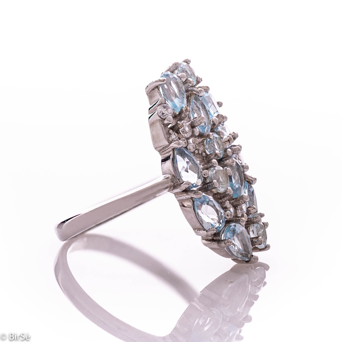 Сребърен пръстен - Естествен син топаз 2,45 ct