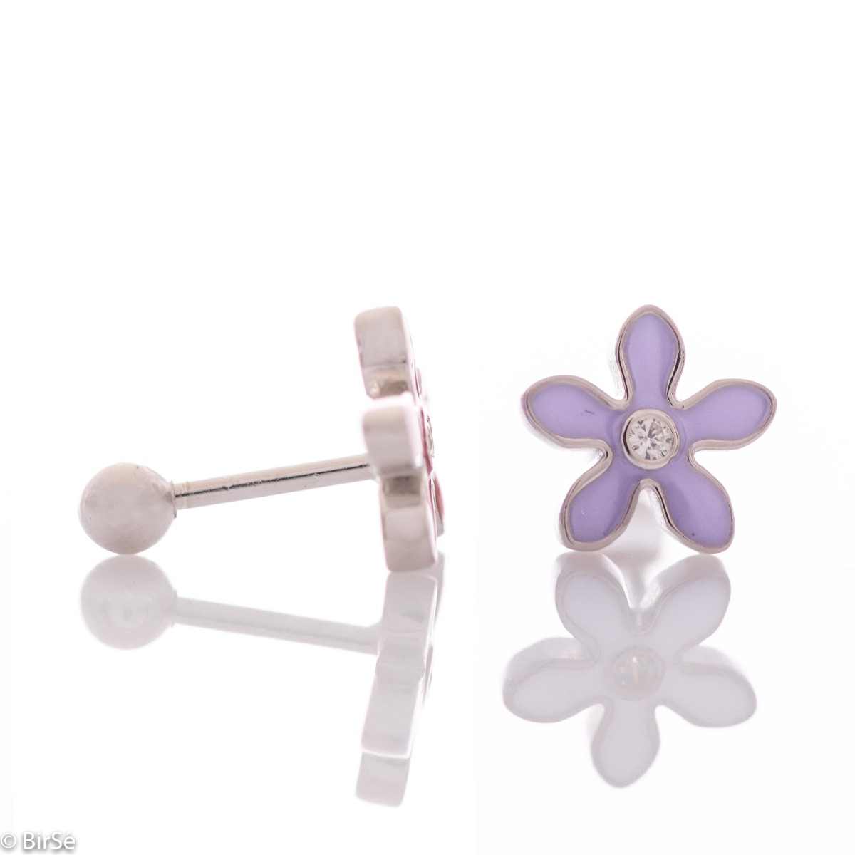 Сребърни обеци - Нежни Виолетови Цветя 934