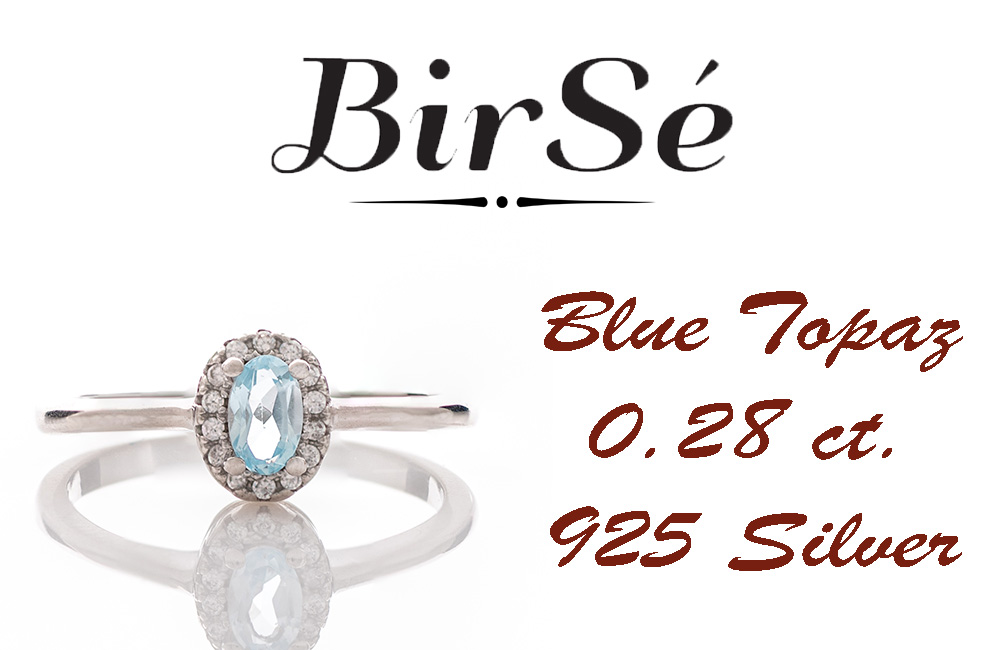 Сребърен пръстен - Естествен Син топаз 0,28 ct.