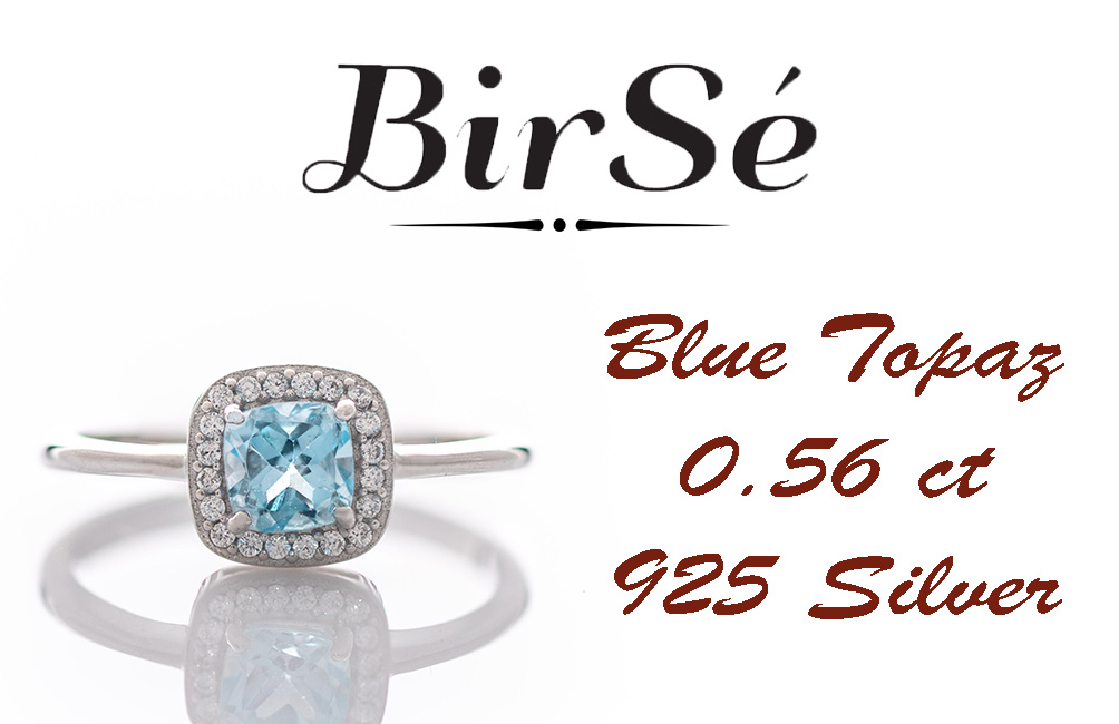 Сребърен пръстен - Естествен Син топаз 0,56 ct.
