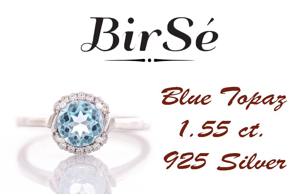 Сребърен пръстен - Естествен Син топаз 1,55 ct.