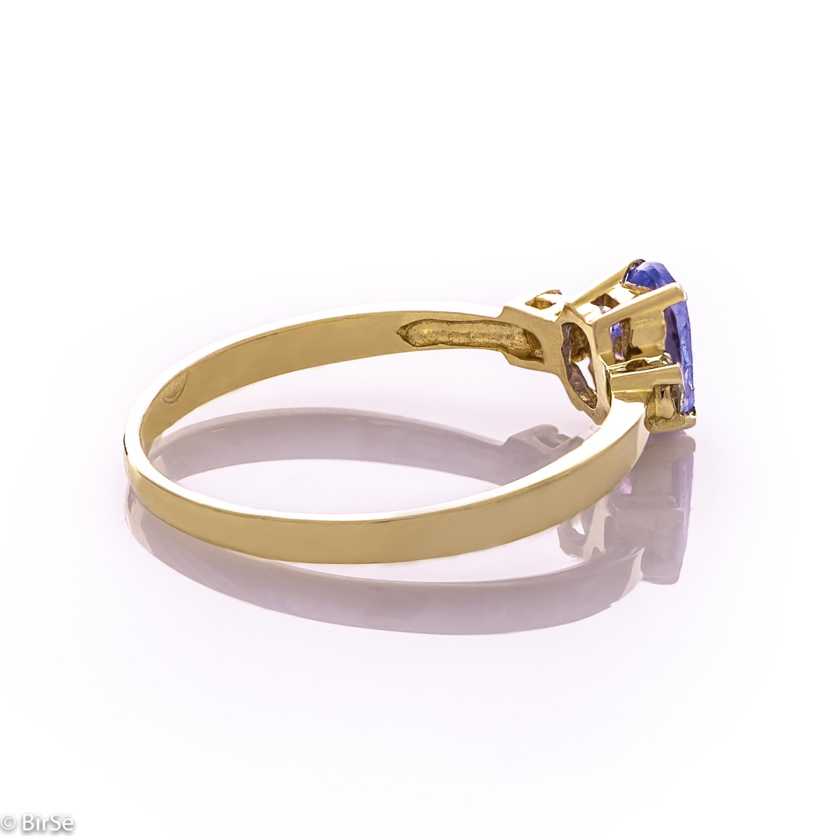 Златен пръстен - Естествен танзанит и диамант