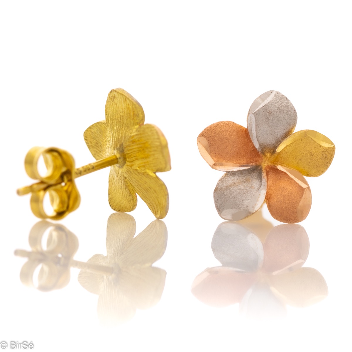 Златни обеци - Три цвята