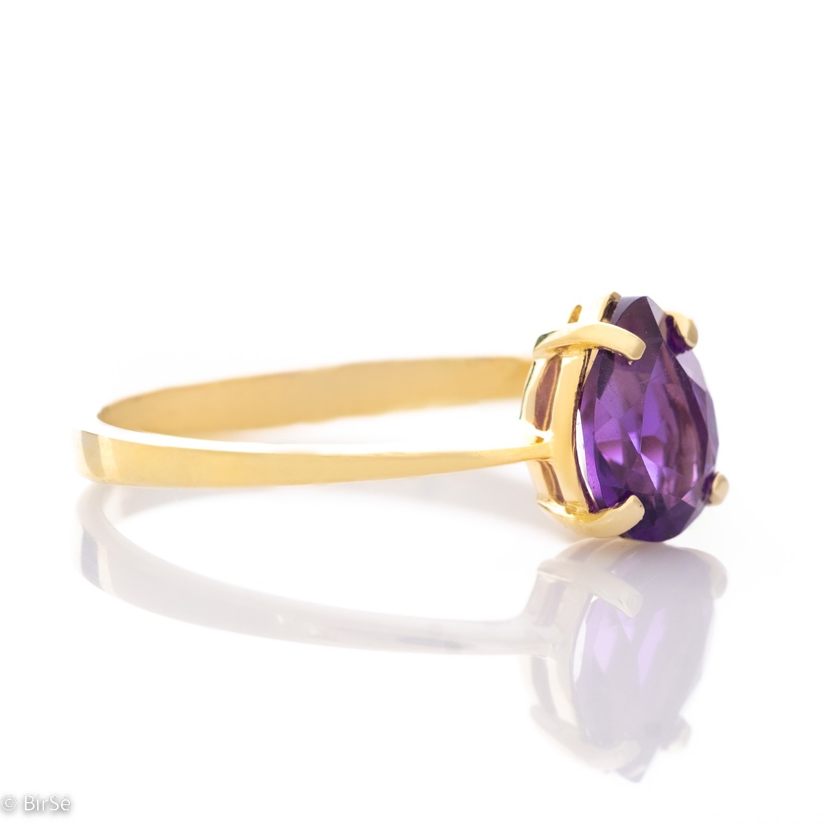 Златен пръстен - Естествен Аметист Капка 0,85 ct.